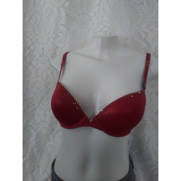 Victorias Secret Bra New hand embellished with gold tone rhinestones sz 32C